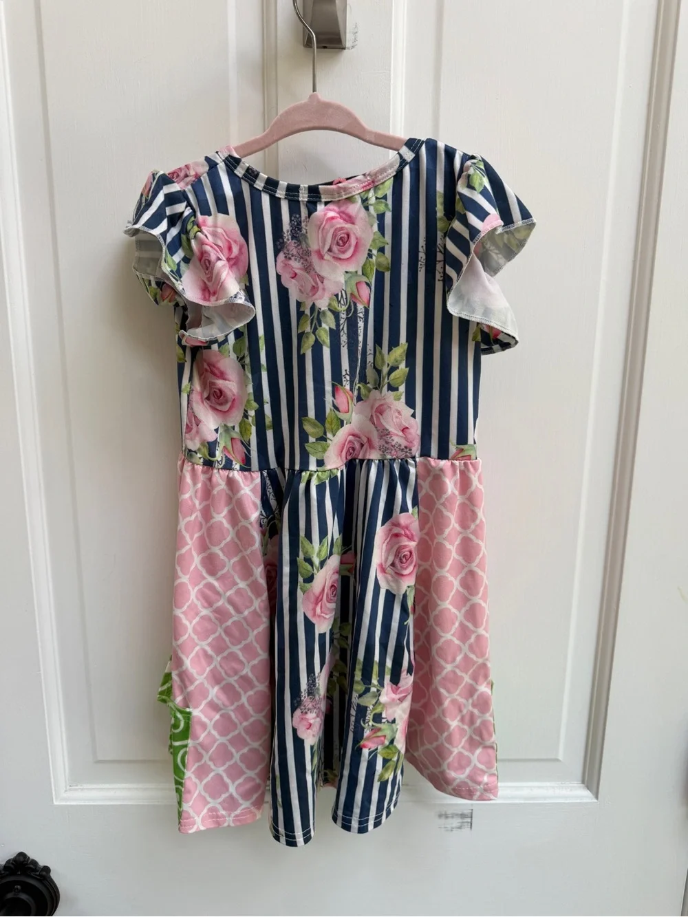 Adorable Sweetness Girls 4 Striped Floral Girls' Casual Short Sleeve Dress